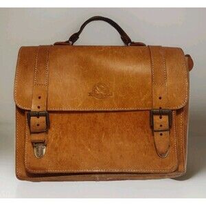 Vintage Eddie Bauer Leather Briefcase Rare AMIET Oval Lock – Made in USA – 1970s